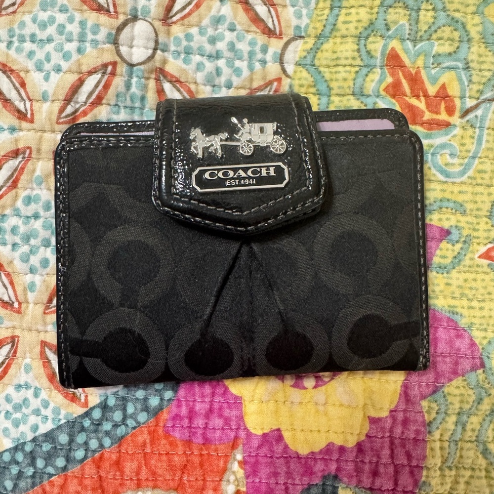 Coach Black Signature Card Wallet